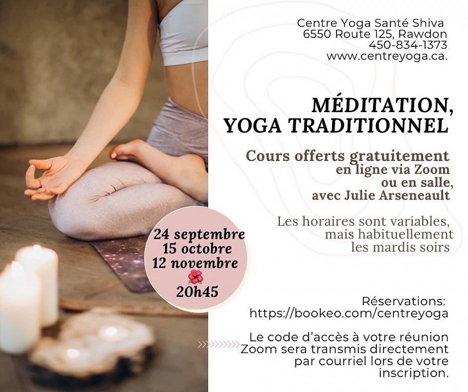 Centre Yoga Santé Shiva, méditation, cours offerts gratuitement